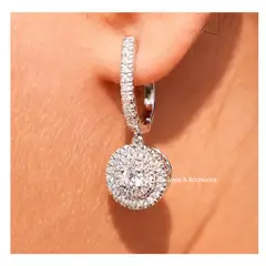 LA TIENDA 88 JOYAS Y ACCESORIOS - La Tienda 88 - Aretes Pendientes De Fiesta Mujer Cristal - Blanco