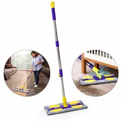 GENERICO - Trapeador Plano 360° con Mopa de Microfibra, Mango Extensible de Acero Inoxidable Limpieza de Piso