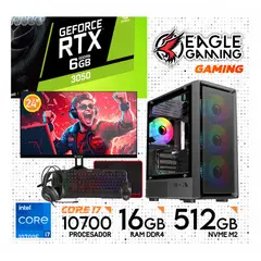 NVIDIA - COMPUTADORA PC GAMER INTEL CORE I7 10700F 16GB SSD512GB RTX 3050 6GB MONITOR 24 FHD