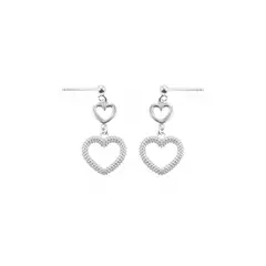 BALIQ - Aretes Dos Corazones Plata 925