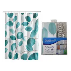 GENERICO - Cortina de ducha 180x180 cm con 12 ganchos diseño - Hojas 3
