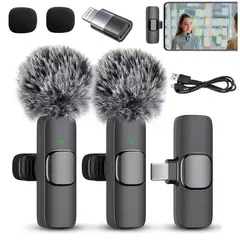 GENERICO - Kit Micrófono Inalámbrico Solapero para Tipo C y Iphone + Filtro