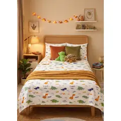 GENERICO - Juego de Sábanas Kids Dino Aventura Algodón Pima 200 Hilos - Fabitex