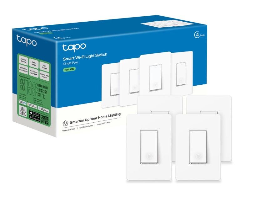 TP-Link Tapo S500 Interruptor Inteligente WiFi TP, Paquete de 4