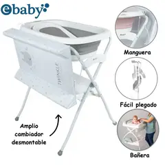 EBABY - Bañera Plegable Cambiador con Soporte Spark -Gris