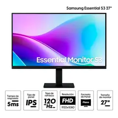 SAMSUNG - Monitor 27 pulgadas IPS Full HD 120Hz HDMI Essential S3 LS27F320GANXZA