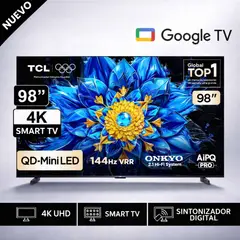 TCL - Televisor 98 Qd Miniled 4k 98P8L Google TV