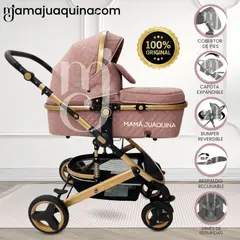 Baby - Coche Moisés Travel System «LOVY BABY» con Bumper Reversible Pink