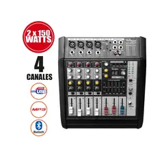 POTENZA - Consola Amplificada 4 canales USB/MP3/Bluetooth PZ-MP4000 POTTENZA