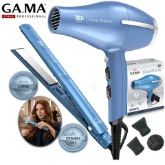 GAMA - Combo Secadora Titanio 3D Therapy Anti-Frizz 2901 +Plancha Alisador 3D Titanio 2426