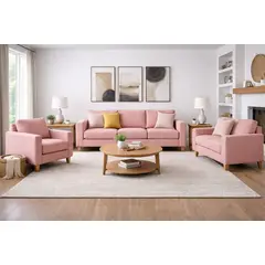 ARTSOFA - Juego de Sala 3 2 1 Bellagio Collection Rosa Antifluido + Obsequio