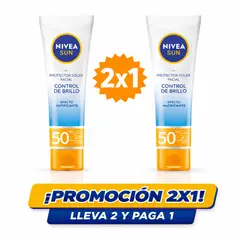Nivea - Pack x2 Sun Protector Solar Facial Control Brillo Matificante  FPS 50 50ml