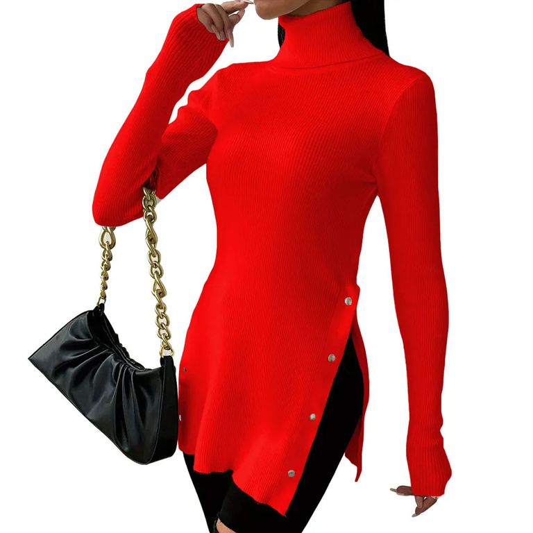Cafarena Manga Larga Broche Rib Sand Fab-18 Color Rojo