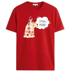 NACIONAL - Polo Unisex Cuello Redondo Algodon - Modelo P007 LLAMITA PERU