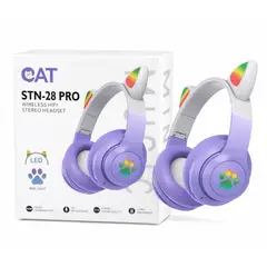 OEM - Audífonos Bluetooth Orejas De Gato Lila
