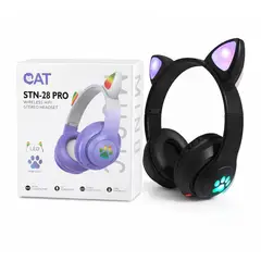 OEM - Audífonos Bluetooth Orejas De Gato Negro