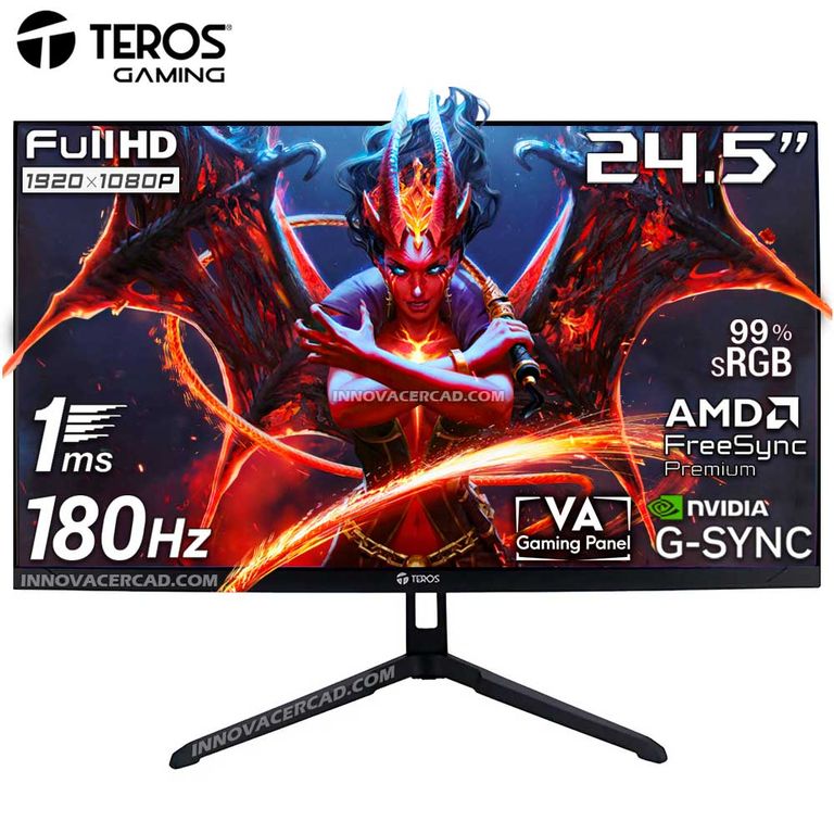 Monitor Gaming TEROS TE-2475G 24.5 Full HD 1920x1080 VA 180Hz 1ms G-Sync, FreeSync Premium