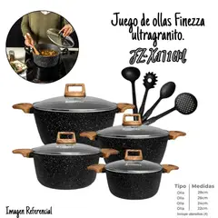 FINEZZA - Juego de Ollas Antiadherente de 12 Pzs Ultra Granito FZ-X1716M