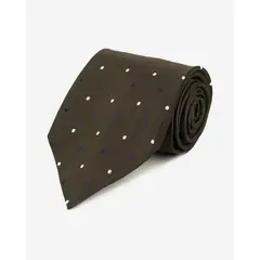 ANDREW'S TIES - Corbata Marrón con Puntos Azules y Blancos