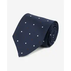 ANDREW'S TIES - Corbata Azul con Puntos Blancos y Marrones