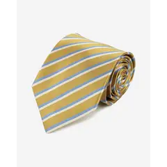 ANDREW'S TIES - Corbata Dorada con Rayas Blancas y Celestes