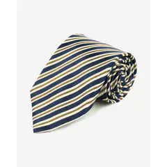 ANDREW'S TIES - Corbata Azul con Rayas Blancas y Doradas