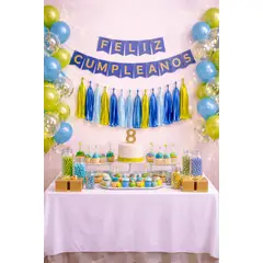 GENERICO - Set Cumpleaños Moderno con Globos y Guirnalda para hombre