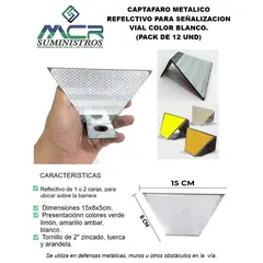 GENERICO - DELINEADOR DE GUARDAVIA O CAPTAFARO METALICO REFLECTIVO PARA SEÑALIZACION VIAL PACK DE 12UND