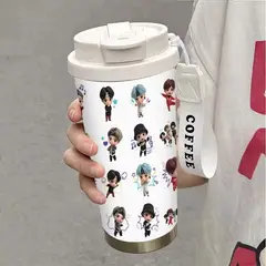 GENERICO - TERMO TOMATODO TERMICO ACERO INOXIDABLE DE DISEÑO DE BTS ( ARMY Y KPOP) - 18 OZ