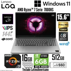 LENOVO - Laptop LOQ 15ARP10E AMD 7 7735HS 16GB RAM 512GB SSD RTX 4050-6GB 15.6" FHD - 144Hz