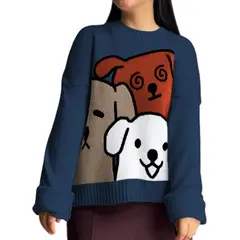 GENERICO - Chompa mujer 359G-27 HILO ALPINO PERROS HILO BARNIZADO EN LOS PERROS color acero