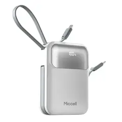 MICCELL - Power Bank 10000mAh 35W Carga Rápida con Cables Integrados USB-C Lightning VQ-P51