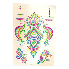 GENERICO - 6 laminas de stickers tatuajes temporales neon