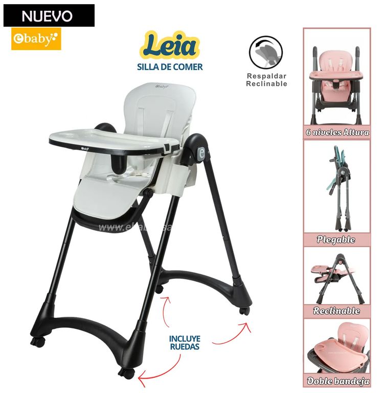 Silla de comer Plegable Reclinable Leia Blanco
