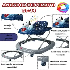 HI BABY - ANDADOR MUSICAL PARA BEBÉ "SNOOPY EDITION" BF-84" AZUL MARINO