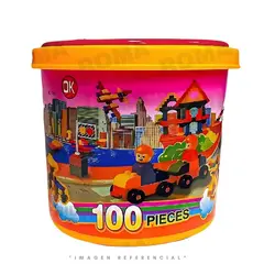 GENERICO - BALDE DE BLOQUES x100 PIEZAS- JUEGO DIDÁCTICO