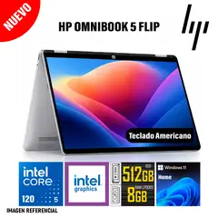 HP - Laptop OmniBook 5, Pantalla 14 1920 x 1200- TACTIL, RAM 8GB LPDDR5 Y SSD 512GB -14-FP0013DX