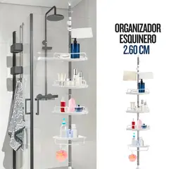 SM - ORGANIZADOR ESQUINERO PARA DE DUCHA 4 NIVELES + TOALLERO ALT.