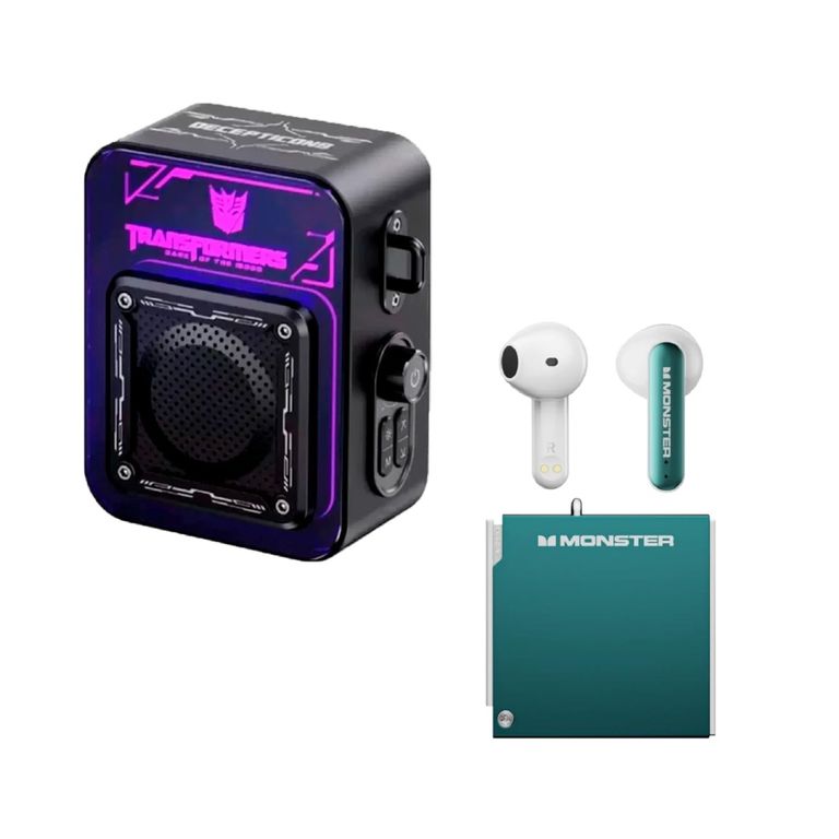 Parlante Portátil RGB TF-Y02 Negro + Audífonos Gamer Monster XKT17 Verde
