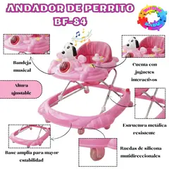 HI BABY - ANDADOR MUSICAL PARA BEBÉ "SNOOPY EDITION" BF-84" ROSADO