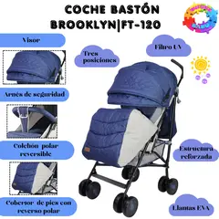 HI BABY - COCHE BASTON EXTRA ACOLCHADO "BROOKLYN" FT-120 - AZUL