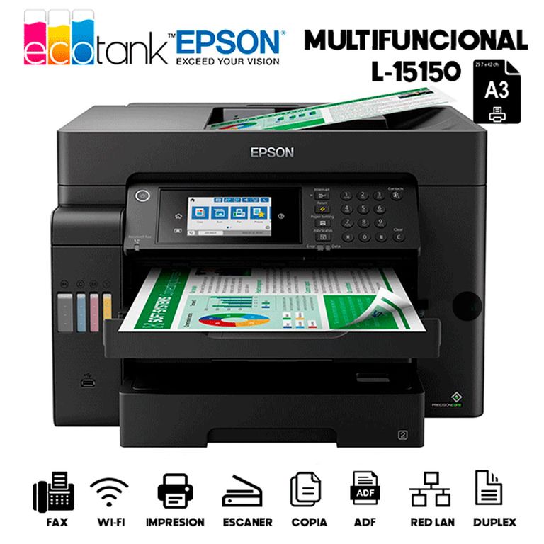 Impresora A3 EcoTank L15150 con WiFi Ethernet y escáner dúplex