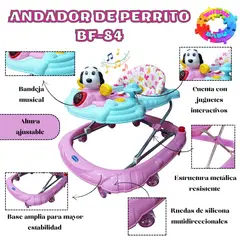 HI BABY - ANDADOR MUSICAL PARA BEBÉ "SNOOPY EDITION" BF-84 CELESTE