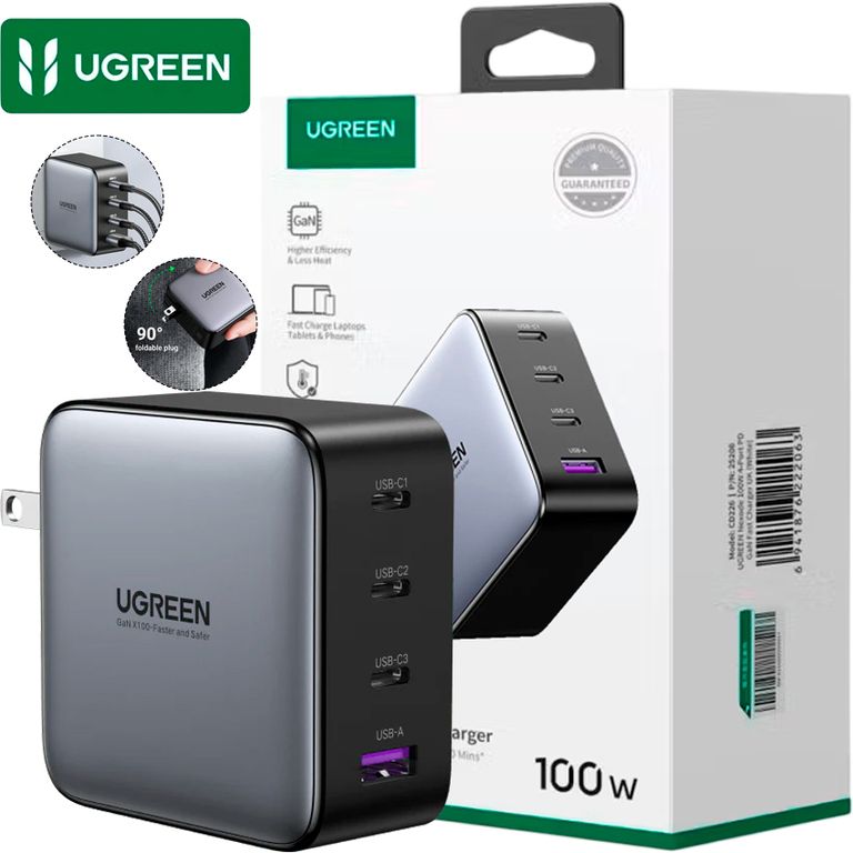 Cargador CD226 GaN 100W con 4 Puertos USB-C y USB-A