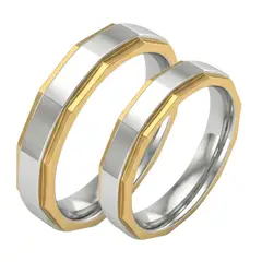 GENERICO - Anillo Sortija Unisex Diseño Doble Joya Acero Dorado
