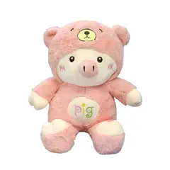 GENERICO - Peluche Cerdito con Disfraz de Osito 55 cm