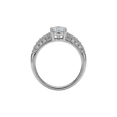 LUCYANA JOYAS Y ACCESORIOS - Anillo de Compromiso Mujer Bañado en Oro Blanco 18K - Joyas Lucyana
