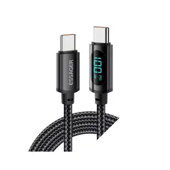 ESSAGER - Cable de Carga Rápida Con Pantalla 100w USB-C a USB-C 1m