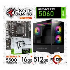 AMD - Computadora PC Gamer RYZEN 5 5500 RAM 16GB SSD 512GB RTX 5060 8GB