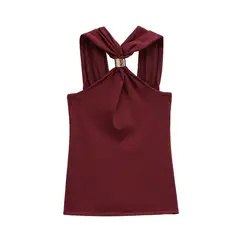 TIOZONEY - Polera Sin Mangas Mujer - Rojo